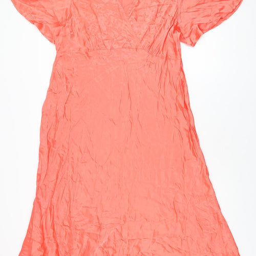 Marks and Spencer Womens Pink Viscose A-Line Size 22 V-Neck Pullover