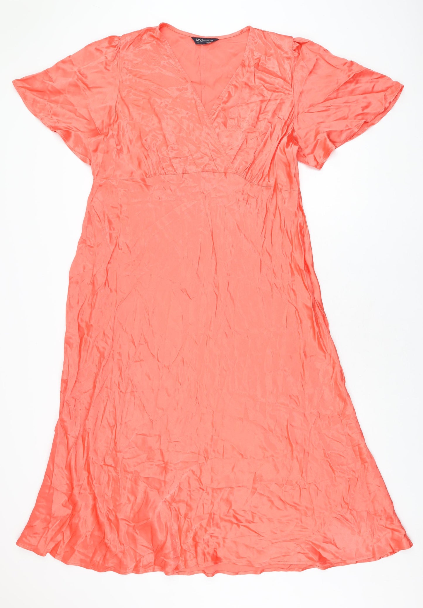 Marks and Spencer Womens Pink Viscose A-Line Size 22 V-Neck Pullover