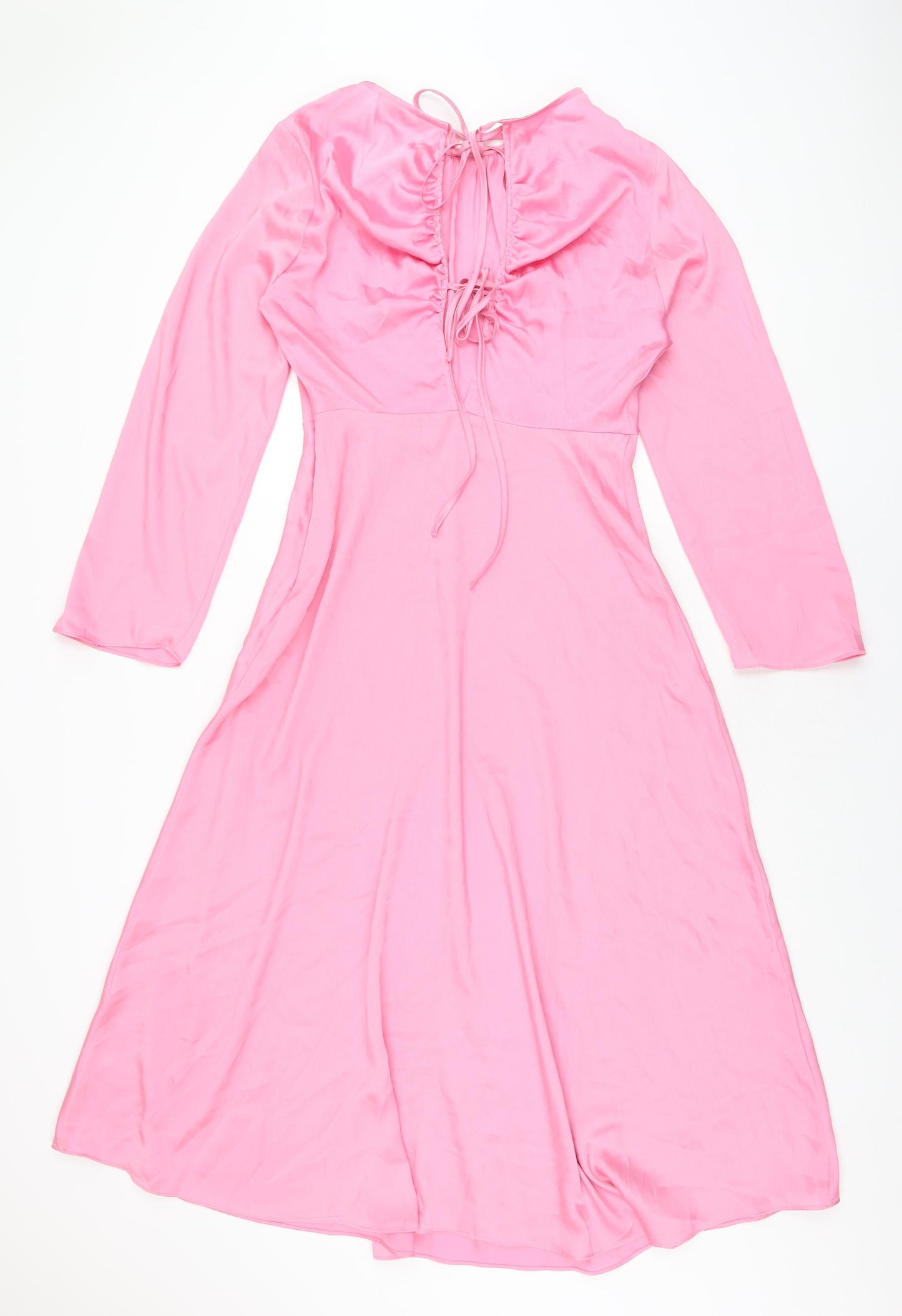 Marks and Spencer Womens Pink Polyester A-Line Size 10 Round Neck Zip