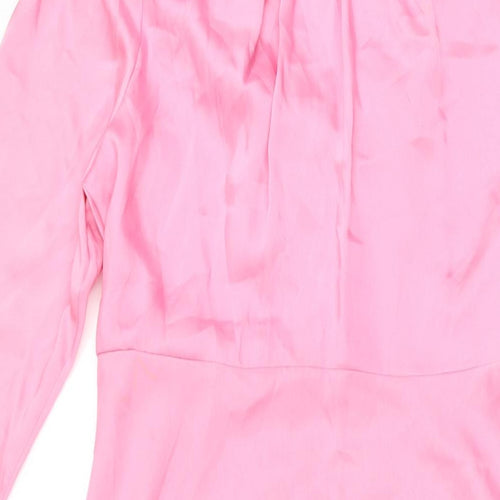 Marks and Spencer Womens Pink Polyester A-Line Size 10 Round Neck Zip