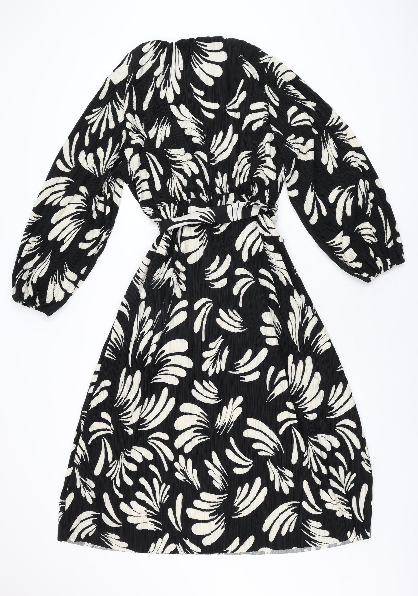 Autograph Womens Black Floral Polyester A-Line Size 10 V-Neck Pullover