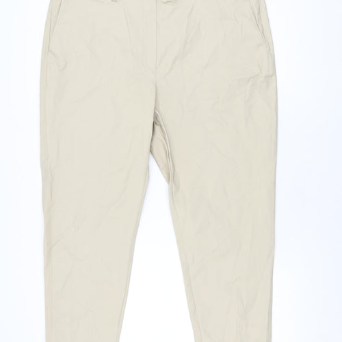 Marks and Spencer Womens Beige Cotton Chino Trousers Size 20 L26.5 in Regular Zip