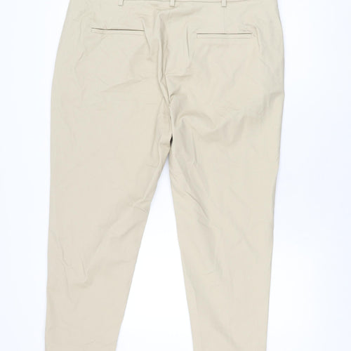 Marks and Spencer Womens Beige Cotton Chino Trousers Size 20 L26.5 in Regular Zip