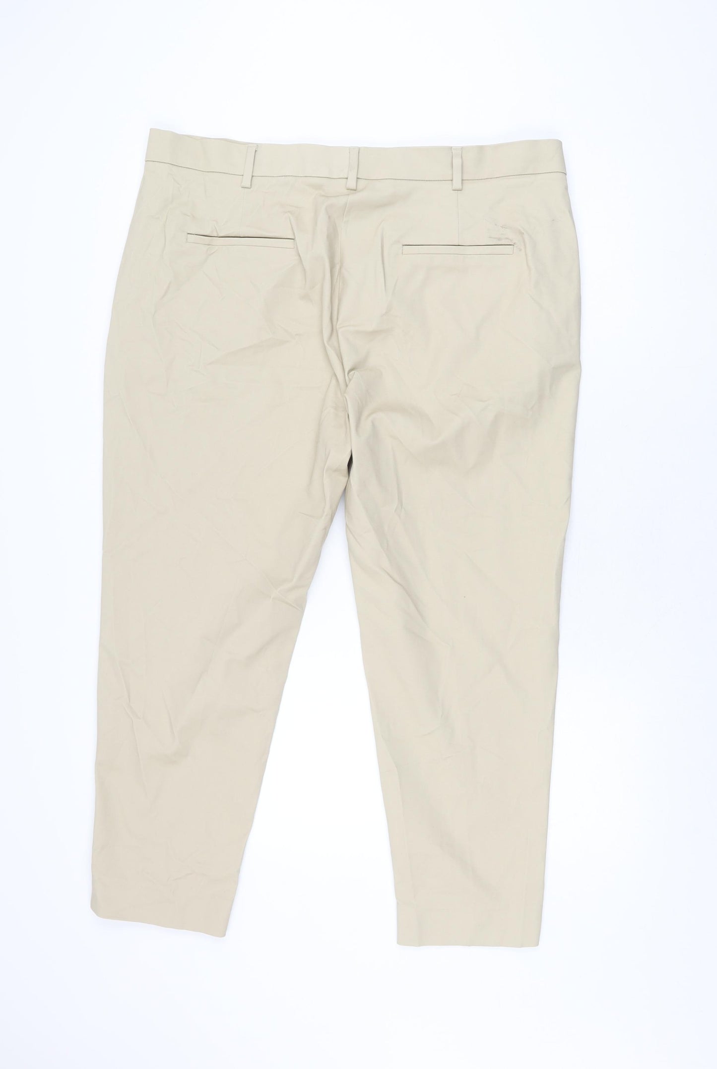 Marks and Spencer Womens Beige Cotton Chino Trousers Size 20 L26.5 in Regular Zip