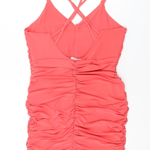 Quiz Womens Pink Polyester Mini Size 14 V-Neck Pullover