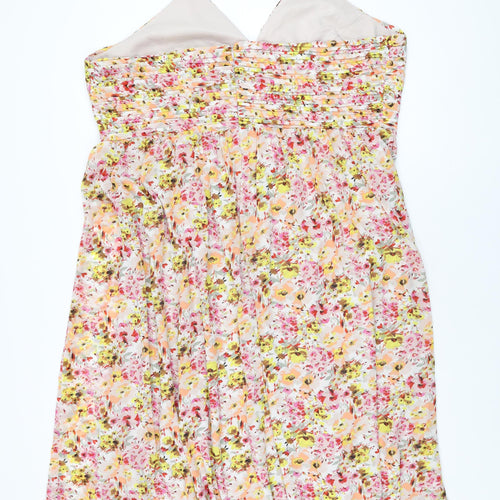 Marks and Spencer Womens Ivory Floral Polyester A-Line Size 22 Halter Zip
