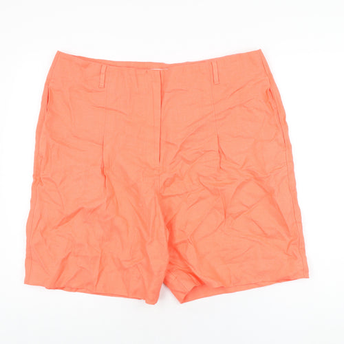 Autograph Womens Orange Linen Bermuda Shorts Size 20 L8 in Regular Zip