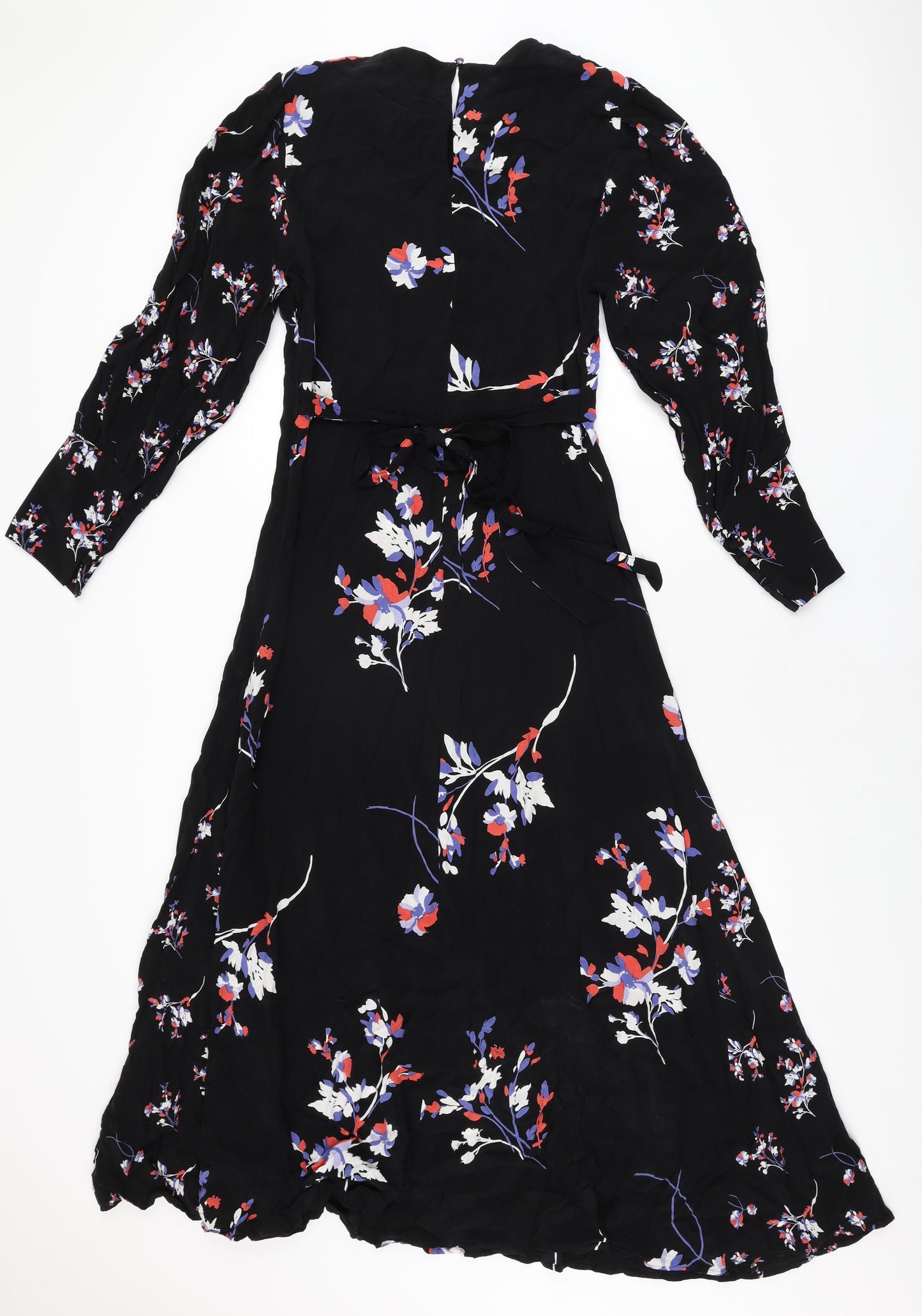 Autograph Womens Black Floral Cupro A-Line Size 12 Round Neck Zip