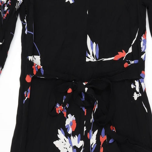 Autograph Womens Black Floral Cupro A-Line Size 12 Round Neck Zip