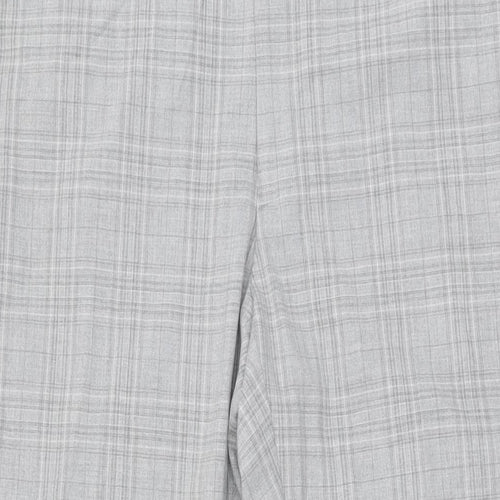 Marks and Spencer Mens Grey Plaid Polyester Trousers Size 38 in L33 in Regular Zip