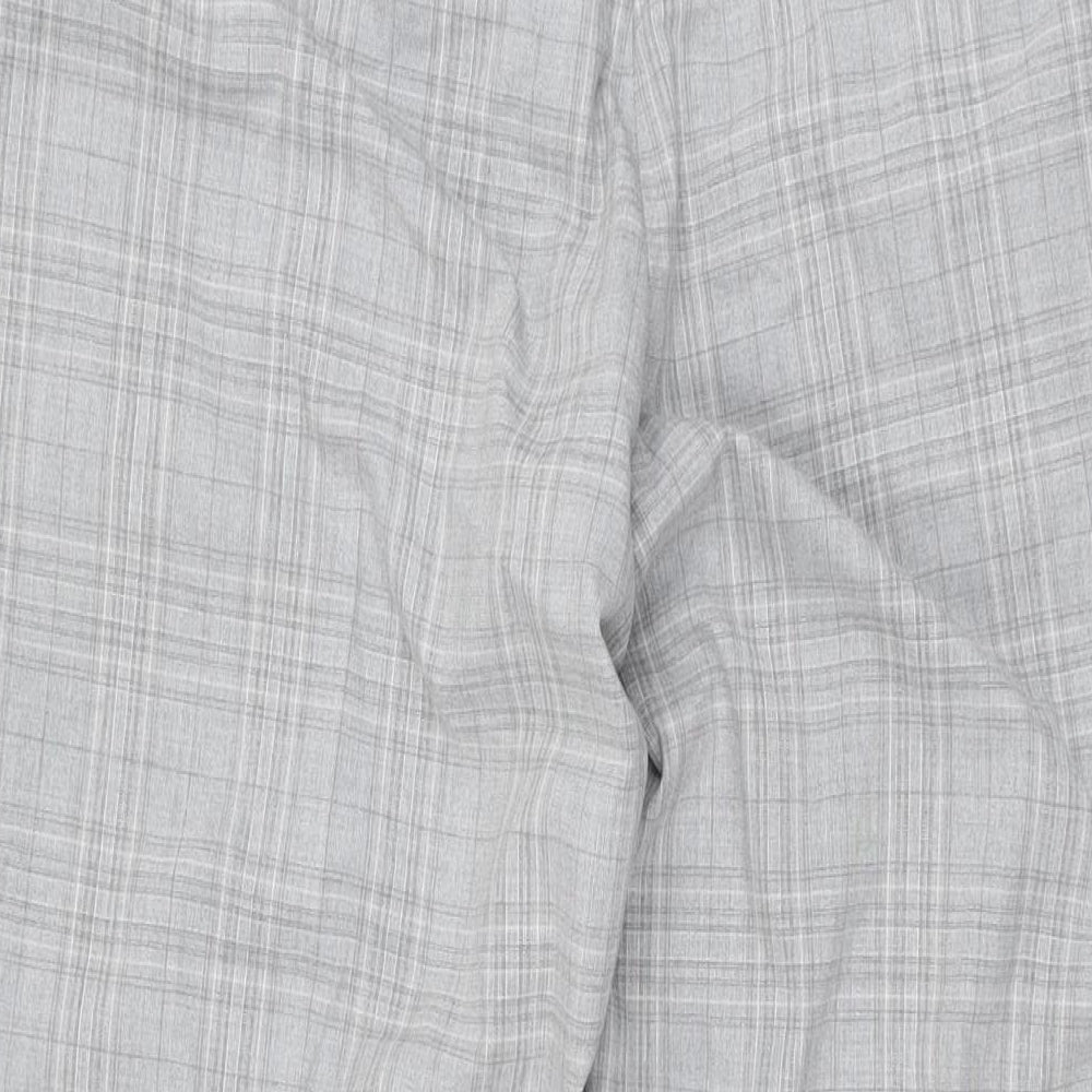 Marks and Spencer Mens Grey Plaid Polyester Trousers Size 38 in L33 in Regular Zip