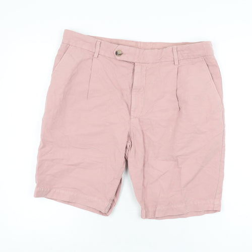 Jaeger Mens Pink Linen Chino Shorts Size 36 in L9 in Regular Zip