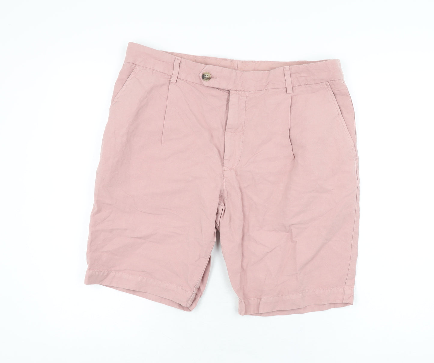 Jaeger Mens Pink Linen Chino Shorts Size 36 in L9 in Regular Zip