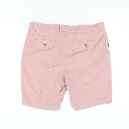 Jaeger Mens Pink Linen Chino Shorts Size 36 in L9 in Regular Zip