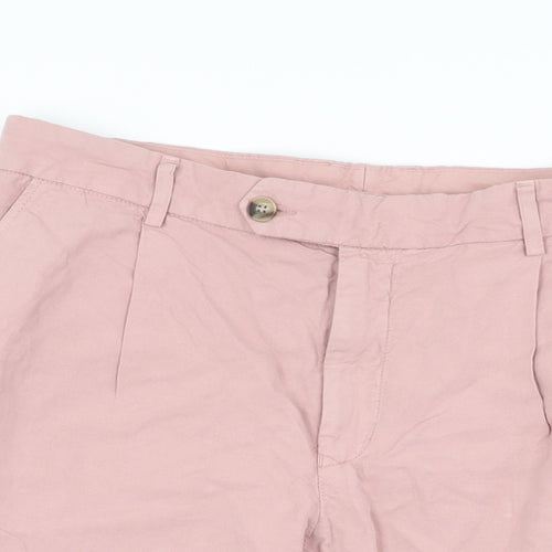 Jaeger Mens Pink Linen Chino Shorts Size 36 in L9 in Regular Zip