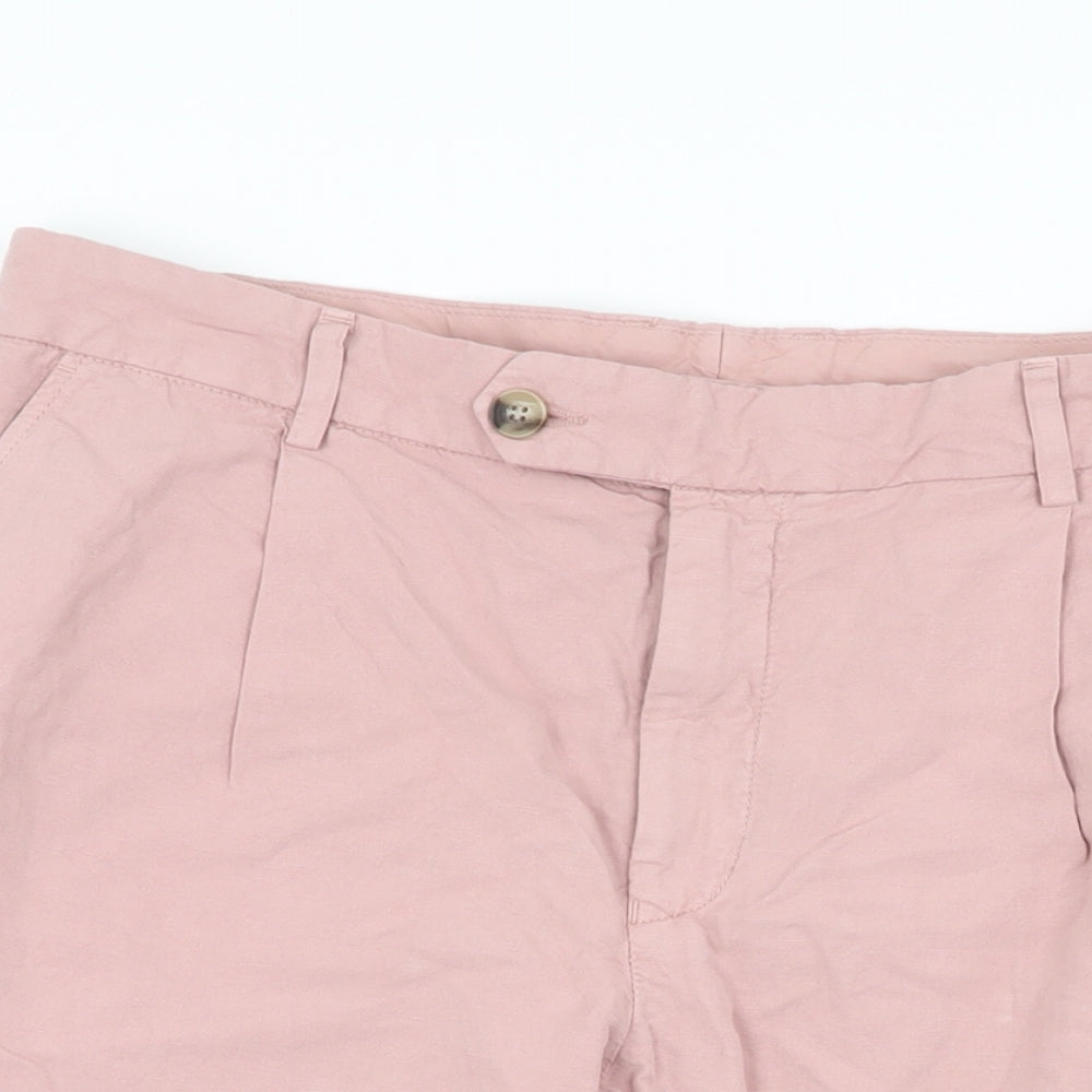 Jaeger Mens Pink Linen Chino Shorts Size 36 in L9 in Regular Zip