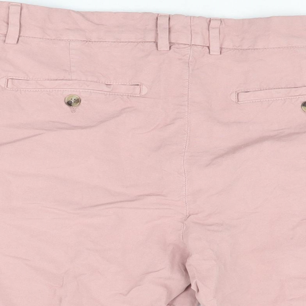 Jaeger Mens Pink Linen Chino Shorts Size 36 in L9 in Regular Zip