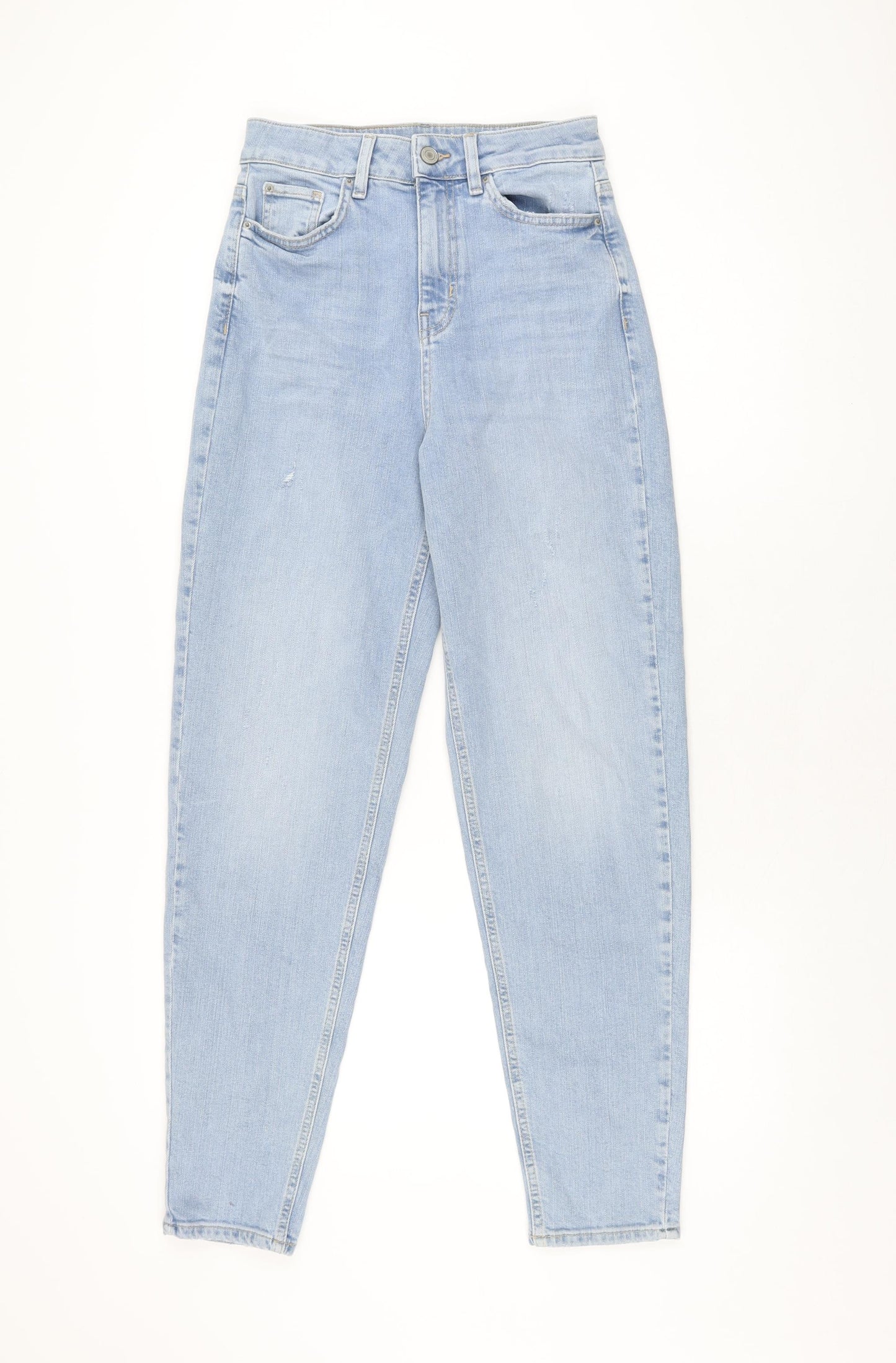 Marks and Spencer Womens Blue Cotton Mom Jeans Size 6 L30 in Regular Zip