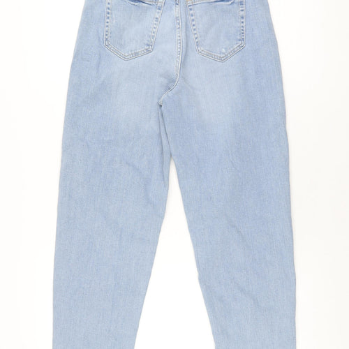 Marks and Spencer Womens Blue Cotton Mom Jeans Size 6 L30 in Regular Zip