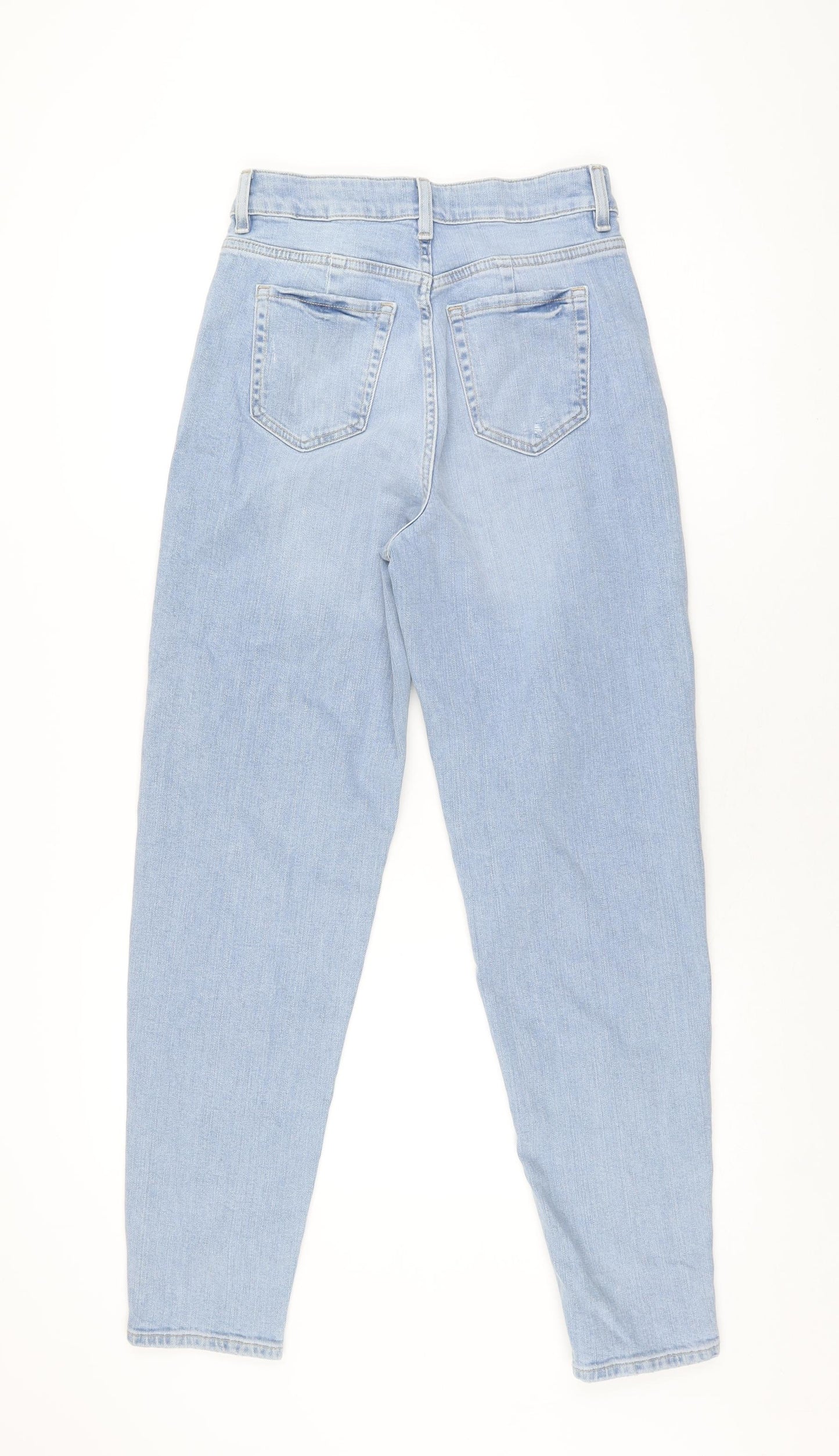 Marks and Spencer Womens Blue Cotton Mom Jeans Size 6 L30 in Regular Zip