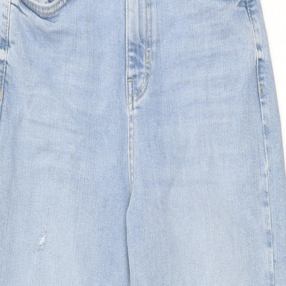 Marks and Spencer Womens Blue Cotton Mom Jeans Size 6 L30 in Regular Zip