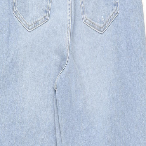 Marks and Spencer Womens Blue Cotton Mom Jeans Size 6 L30 in Regular Zip