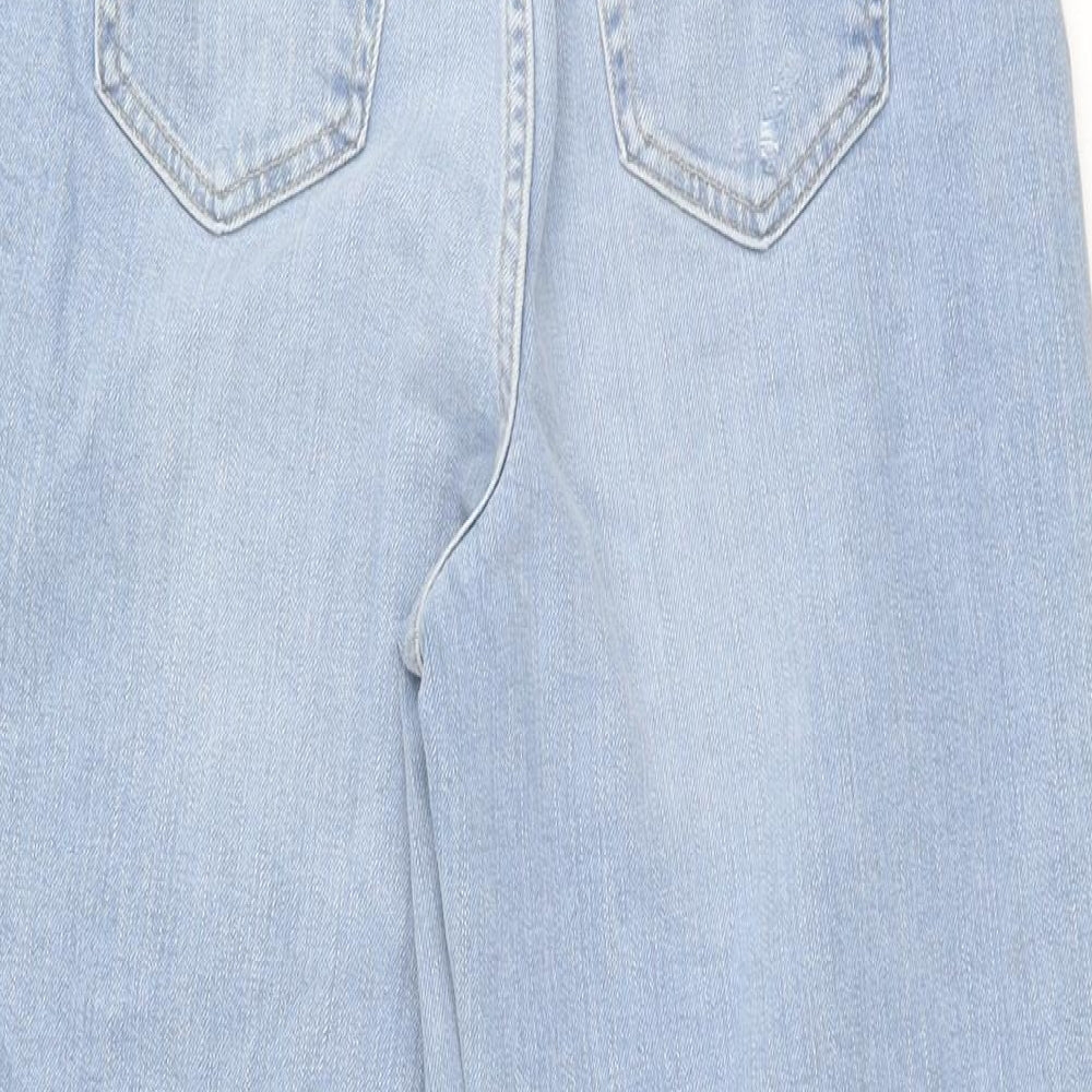 Marks and Spencer Womens Blue Cotton Mom Jeans Size 6 L30 in Regular Zip