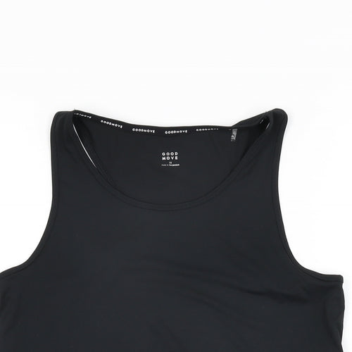 GOODMOVE Womens Black Polyester Basic Tank Size 10 Scoop Neck Pullover
