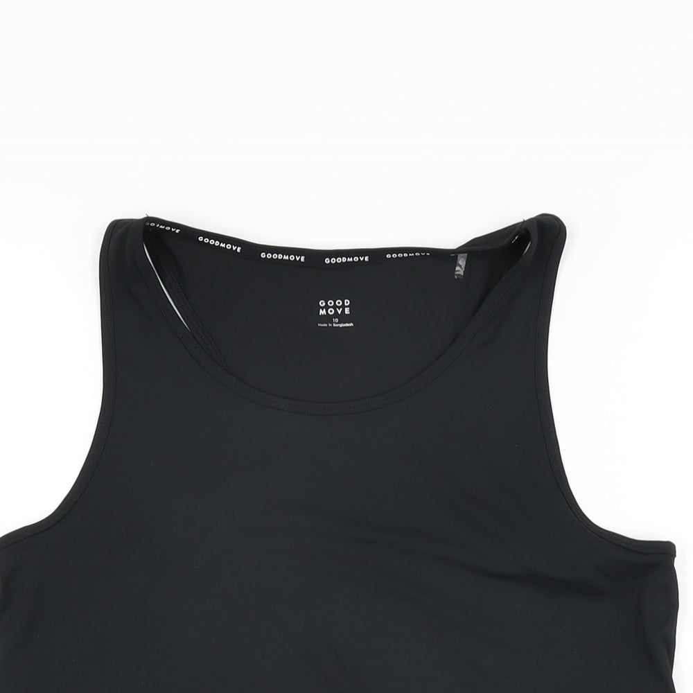 GOODMOVE Womens Black Polyester Basic Tank Size 10 Scoop Neck Pullover