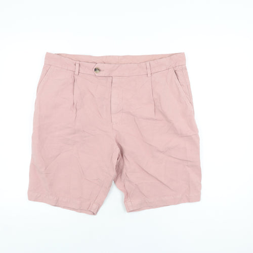 Jaeger Mens Pink Cotton Chino Shorts Size 38 in L9 in Regular Zip