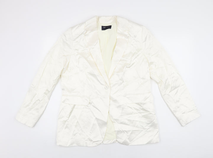 Marks and Spencer Womens Ivory Jacket Blazer Size 14 Button