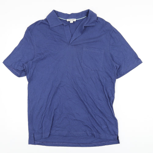 Marks and Spencer Mens Blue Cotton T-Shirt Size M Collared