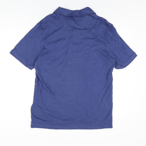 Marks and Spencer Mens Blue Cotton T-Shirt Size M Collared