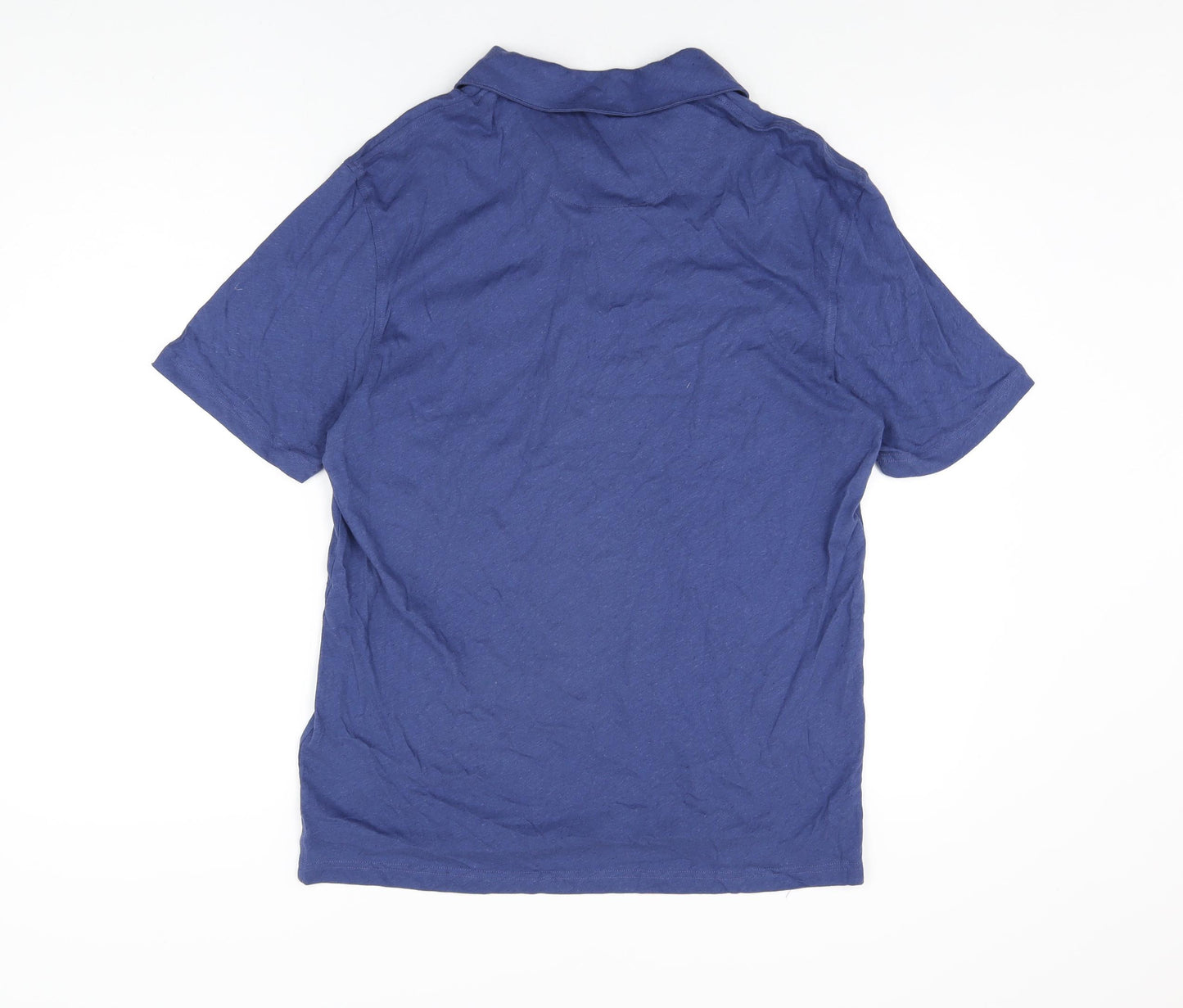 Marks and Spencer Mens Blue Cotton T-Shirt Size M Collared