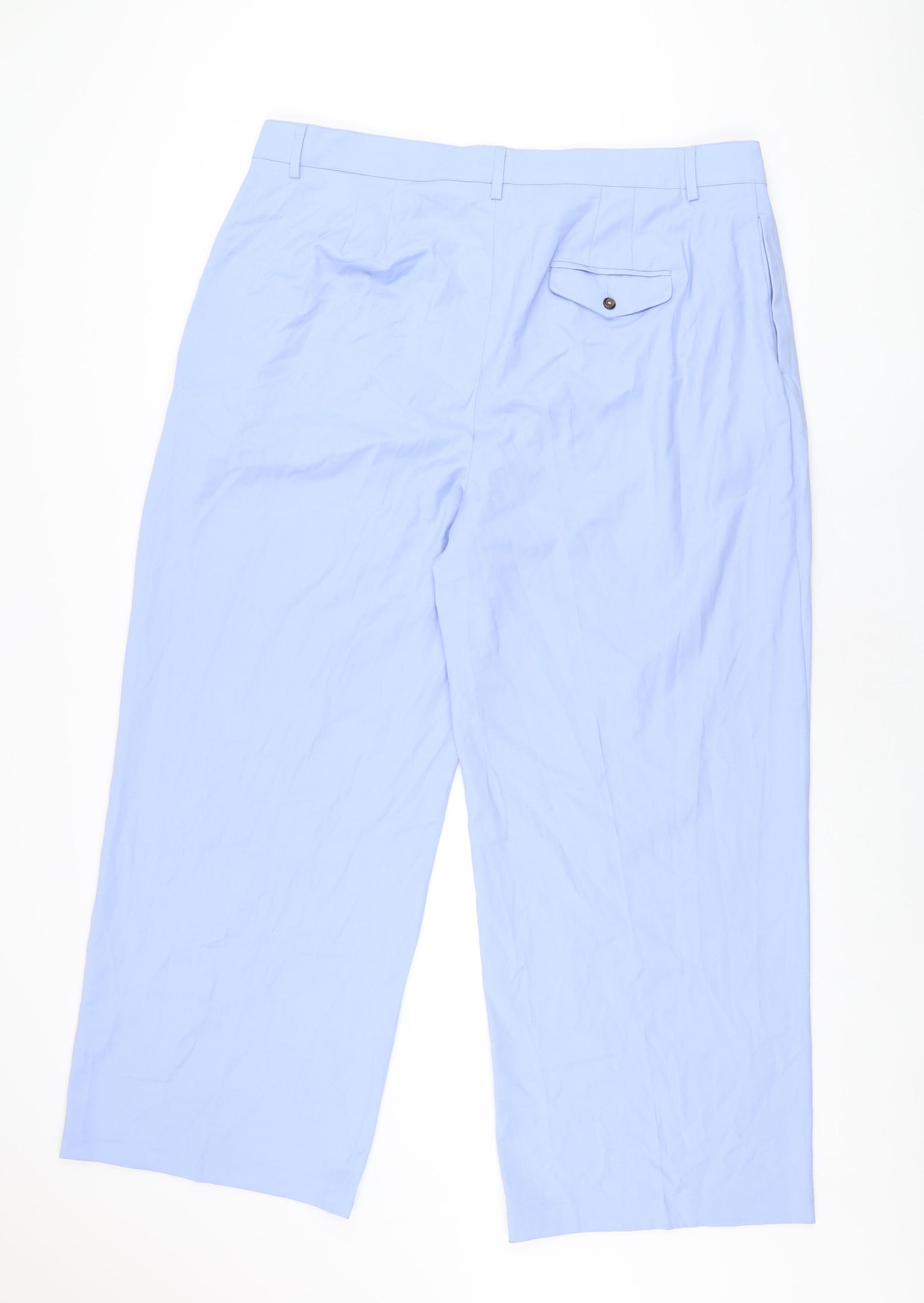 Marks and Spencer Womens Blue Polyester Trousers Size 20 L29 in Regular Zip