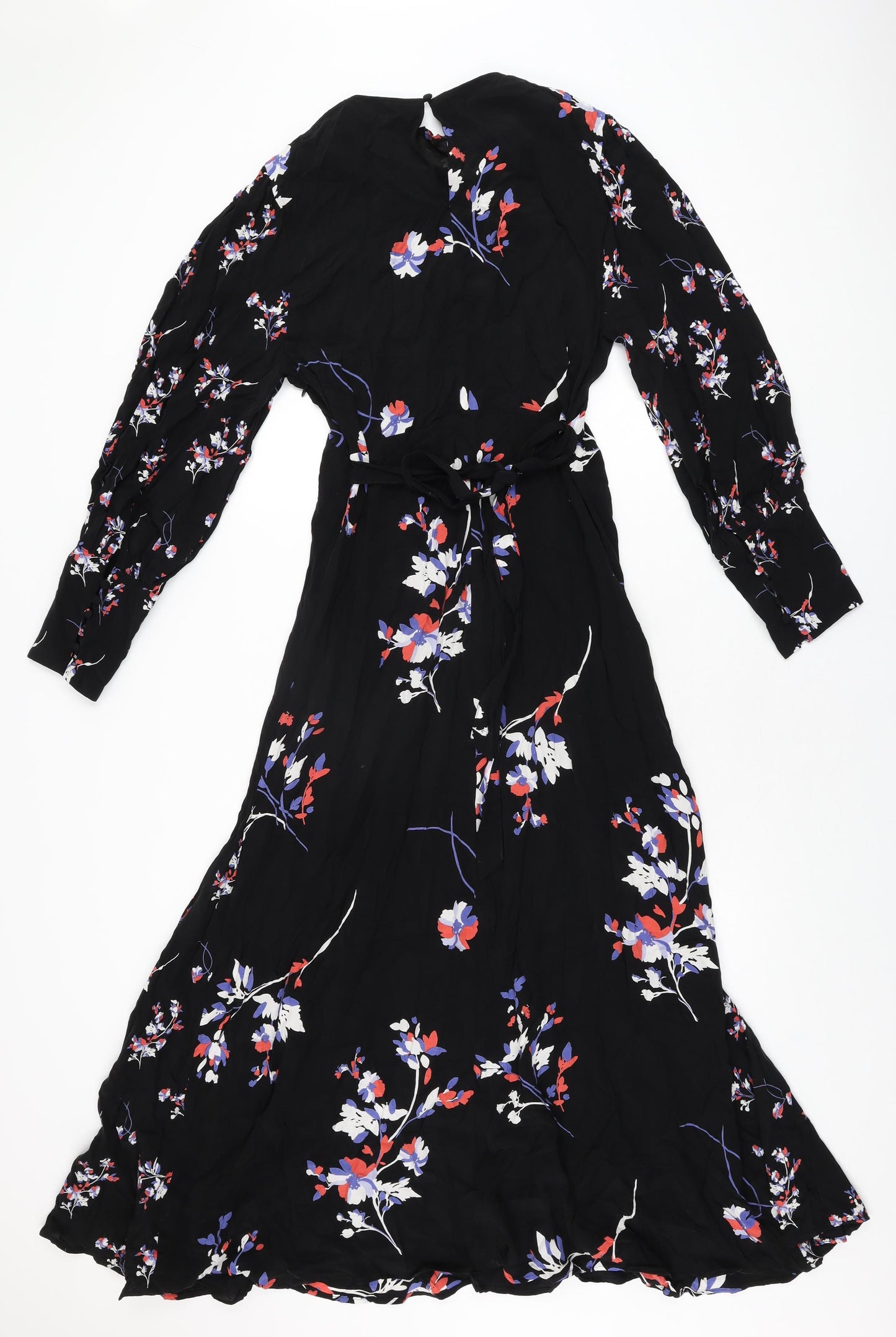 Autograph Womens Black Floral Cupro A-Line Size 12 Round Neck Zip