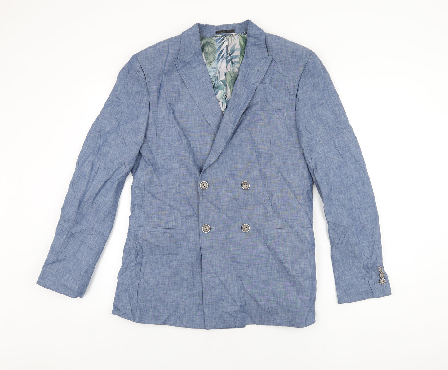 Marks and Spencer Mens Blue Cotton Jacket Suit Jacket Size 40 Regular