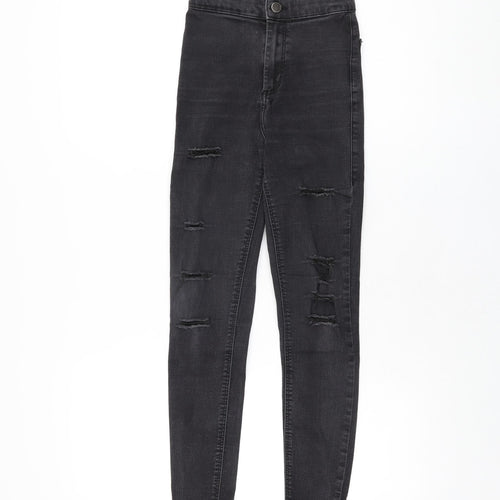 Topshop Womens Black Cotton Skinny Jeans Size 25 in L30 in Regular Zip