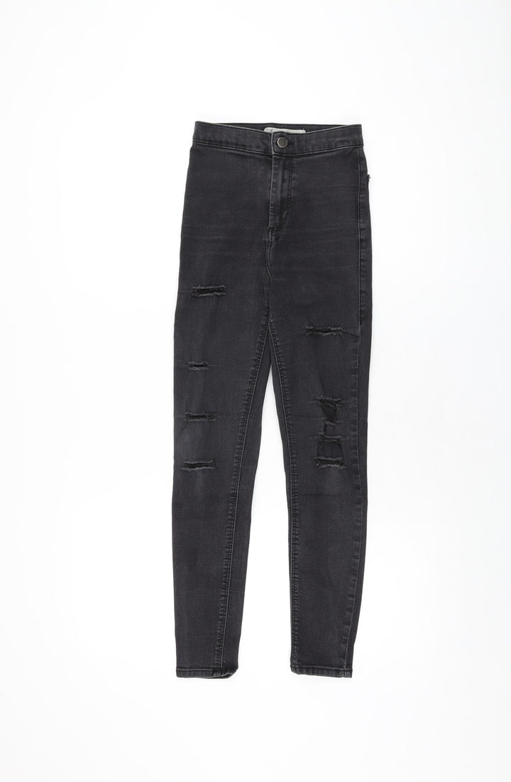 Topshop Womens Black Cotton Skinny Jeans Size 25 in L30 in Regular Zip