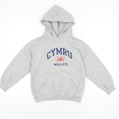 Wrap Apparel Boys Grey Polyester Pullover Hoodie Size 9-10 Years Pullover - Cymru