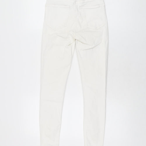 Topshop Womens White Cotton Skinny Jeans Size 25 in L30 in Regular Zip