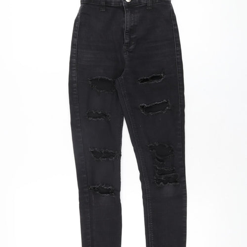 Topshop Womens Black Cotton Skinny Jeans Size 25 in L30 in Regular Zip