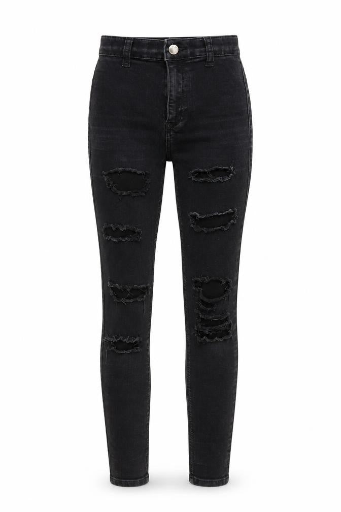 Topshop Womens Black Cotton Skinny Jeans Size 25 in L30 in Regular Zip