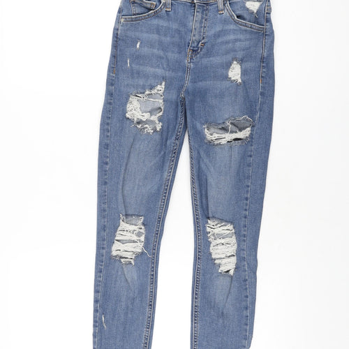 Topshop Womens Blue Cotton Skinny Jeans Size 26 in L30 in Regular Zip