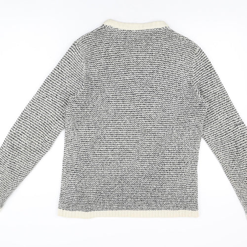 Norse Projects Womens Grey Round Neck Geometric Wool Pullover Jumper Size M