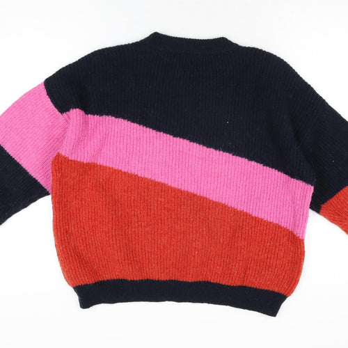Numph Womens Multicoloured Round Neck Geometric Wool Pullover Jumper Size M