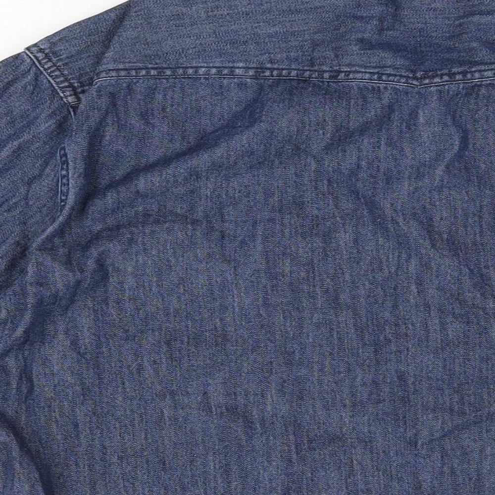 NEXT Womens Blue Cotton Basic Button-Up Size M Collared