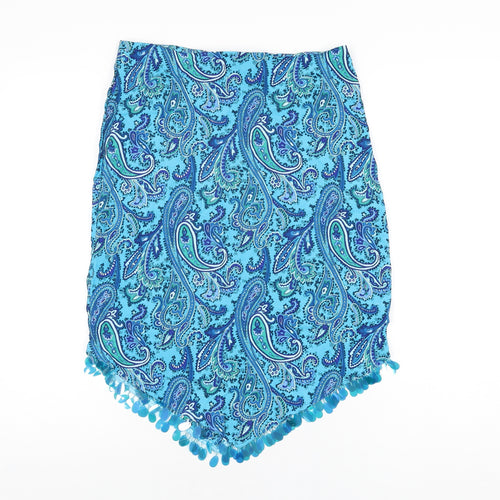 Select Womens Blue Paisley Polyester Straight & Pencil Skirt Size 14 Zip