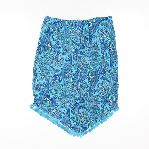 Select Womens Blue Paisley Polyester Straight & Pencil Skirt Size 14 Zip