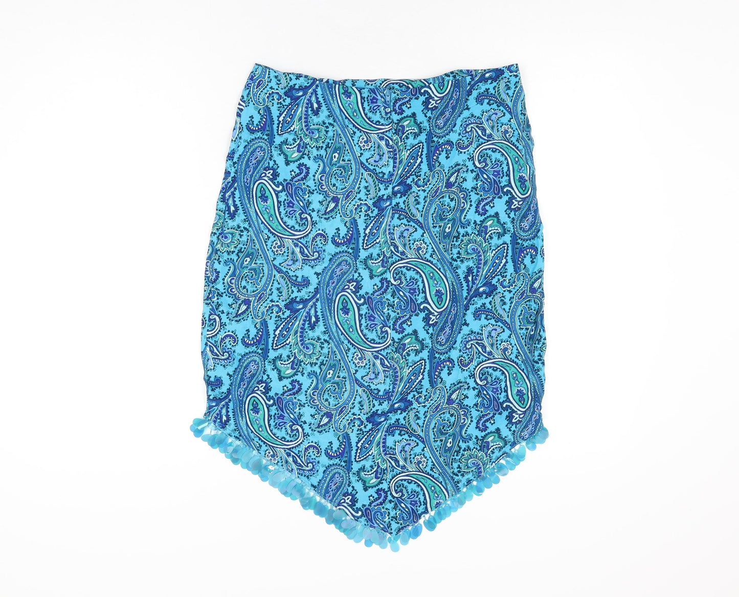Select Womens Blue Paisley Polyester Straight & Pencil Skirt Size 14 Zip